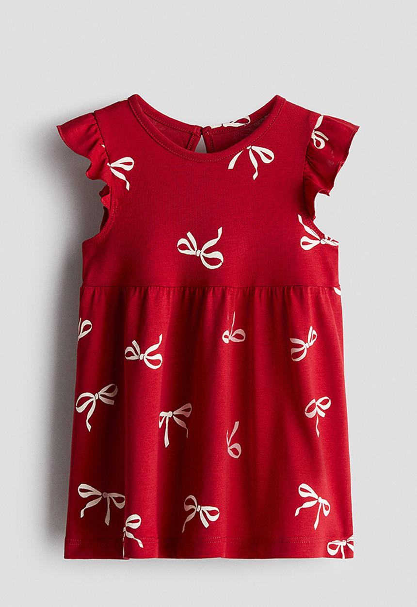 H&M - Printed cotton dress - red/bows 