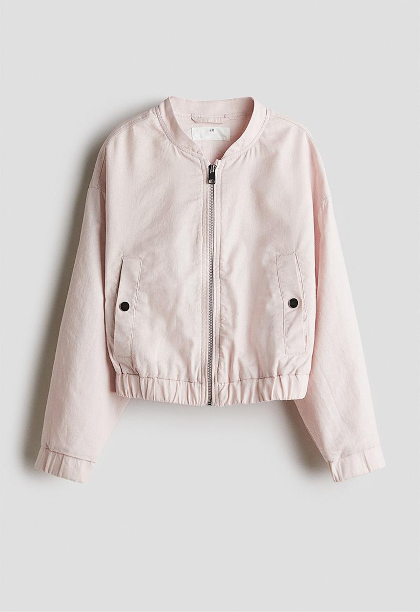 H&M - Linen-blend bomber jacket - light pink 