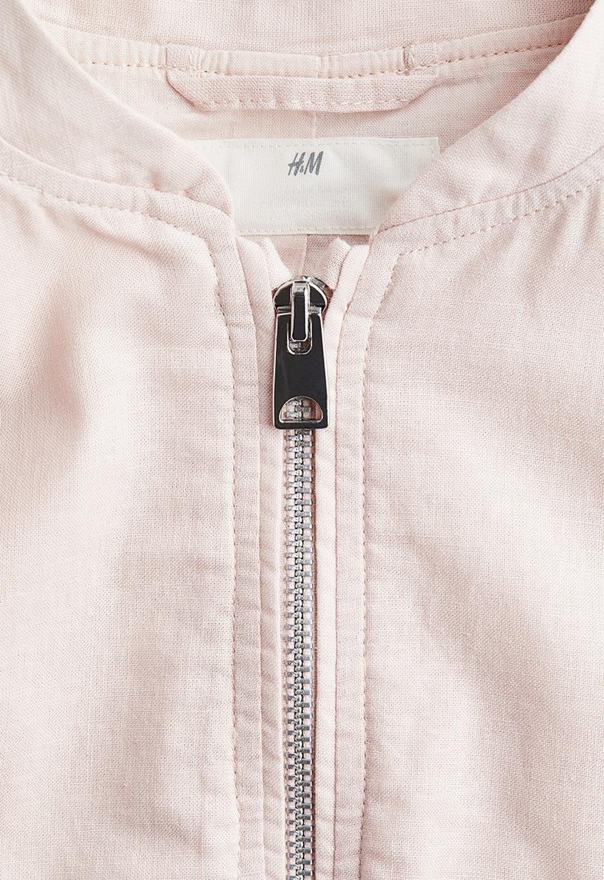 H&M - Linen-blend bomber jacket - light pink 