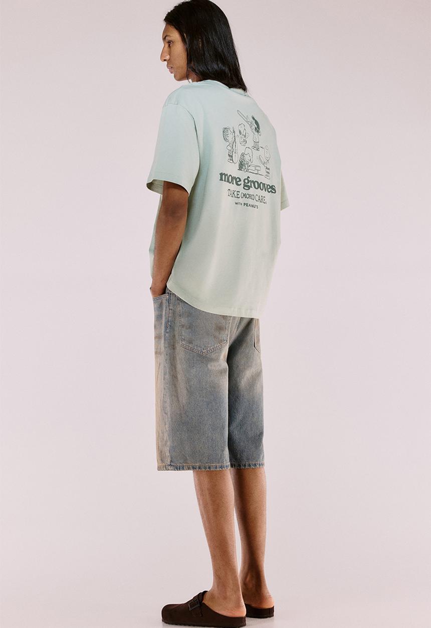 H&M - Loose fit printed t-shirt - green/snoopy