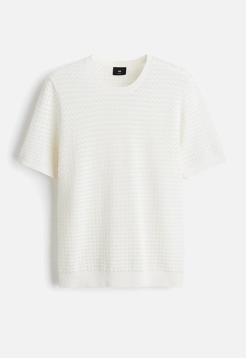 H&M - Slim fit knitted t-shirt - white