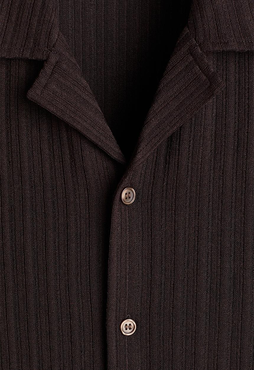 H&M - Loose fit rib-knit resort shirt - brown