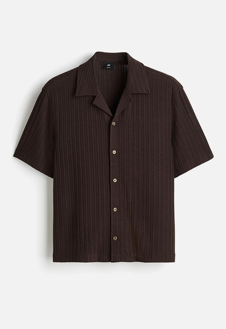 H&M - Loose fit rib-knit resort shirt - brown