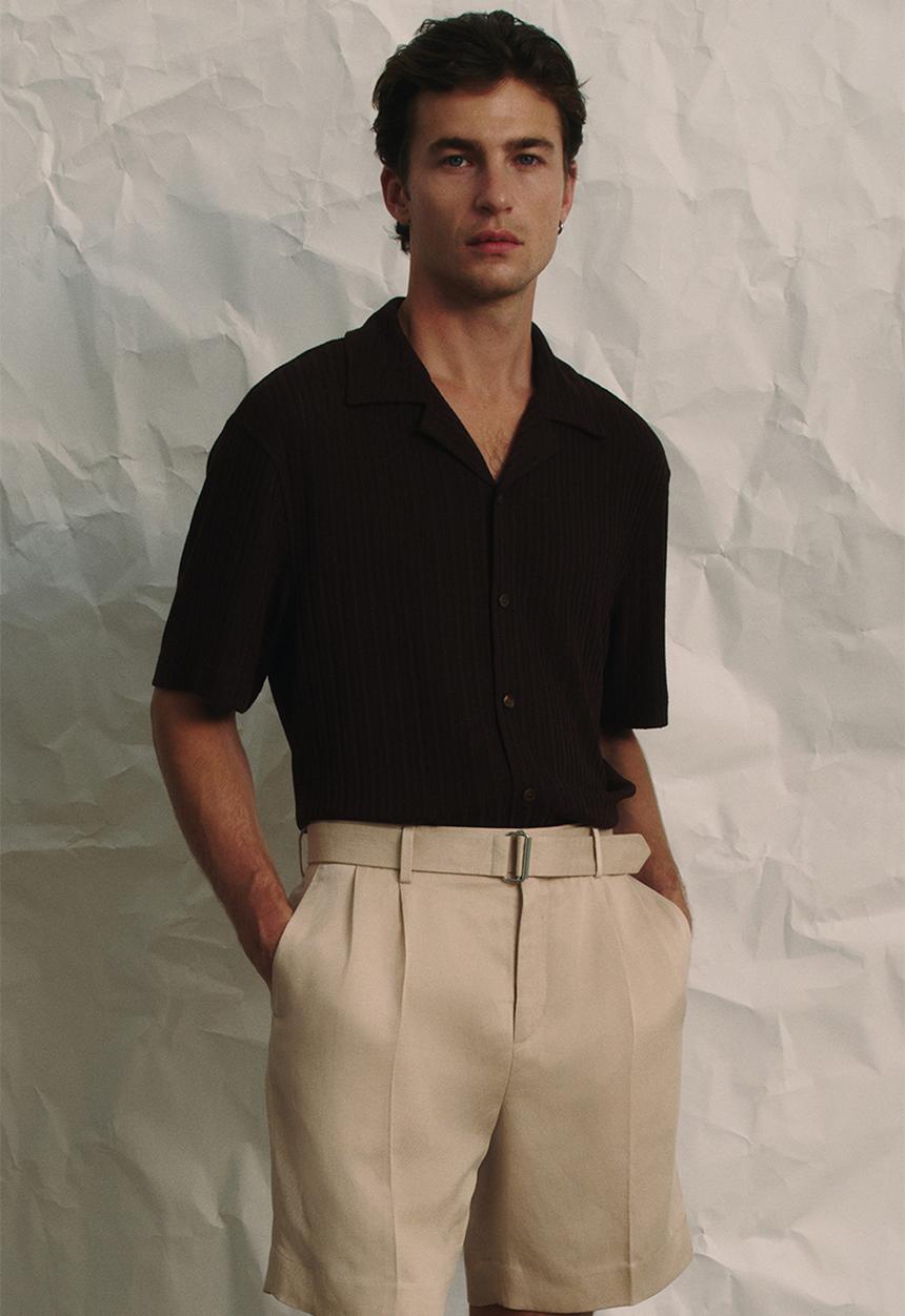 H&M - Loose fit rib-knit resort shirt - brown