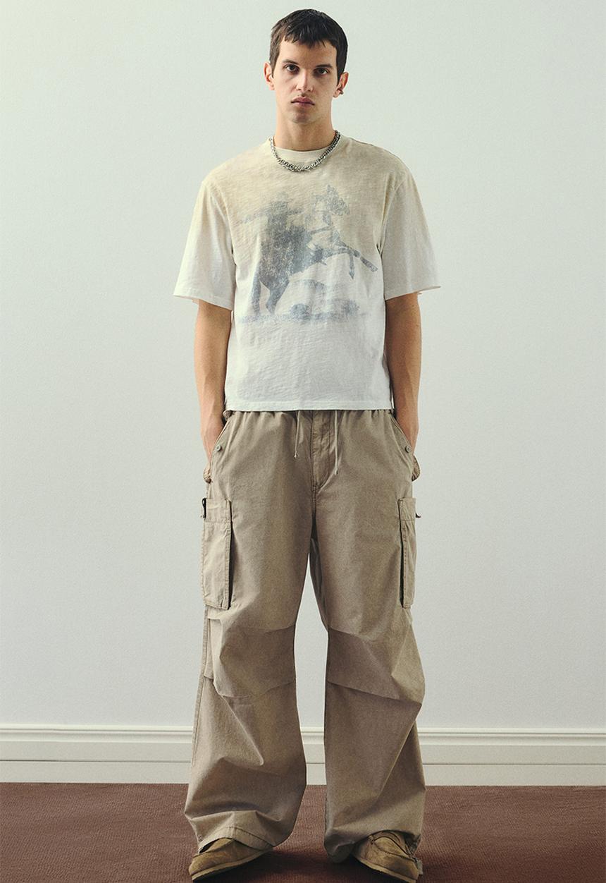 H&M - Oversized fit t-shirt - white/cowboy