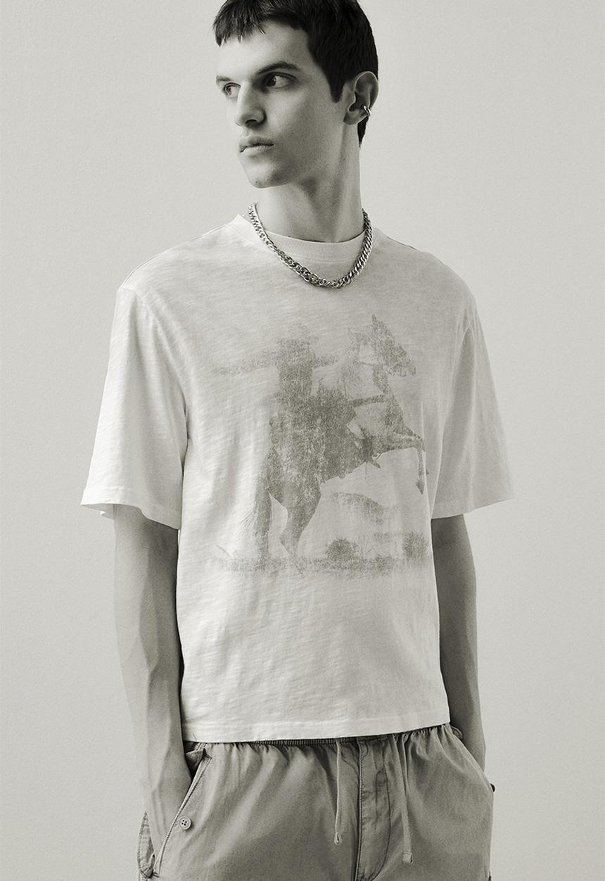 H&M - Oversized fit t-shirt - white/cowboy