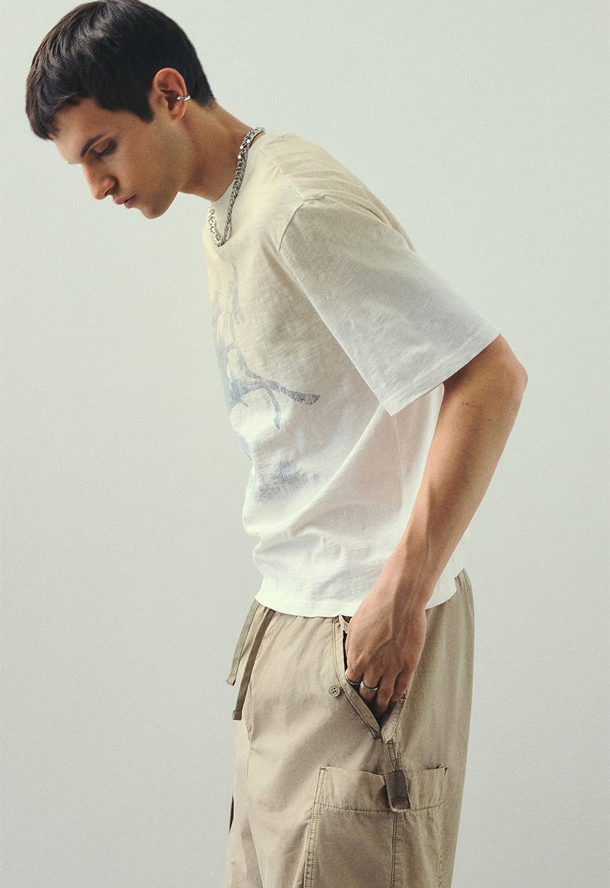 H&M - Oversized fit t-shirt - white/cowboy