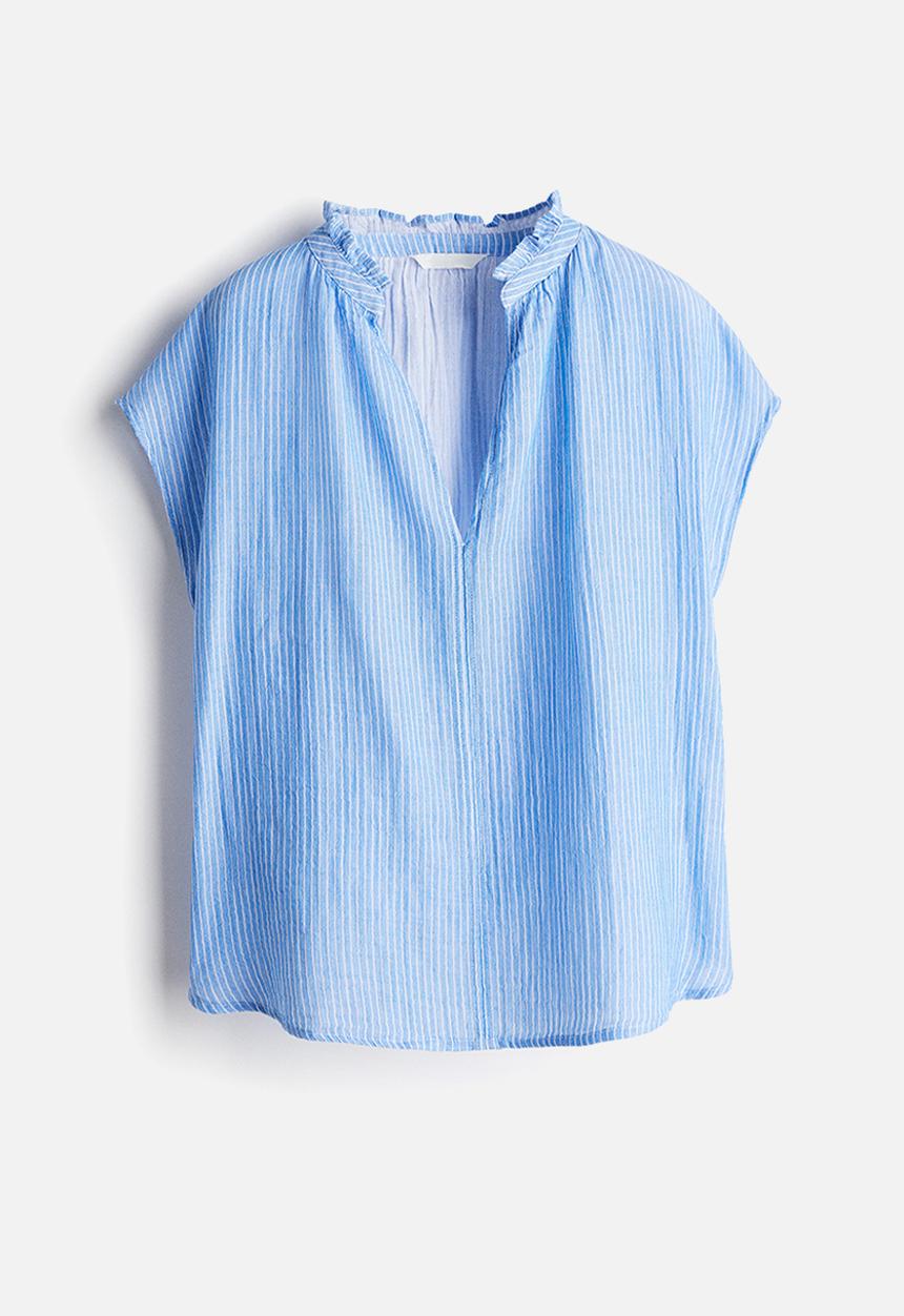 H&M - Cotton muslin blouse - blue striped