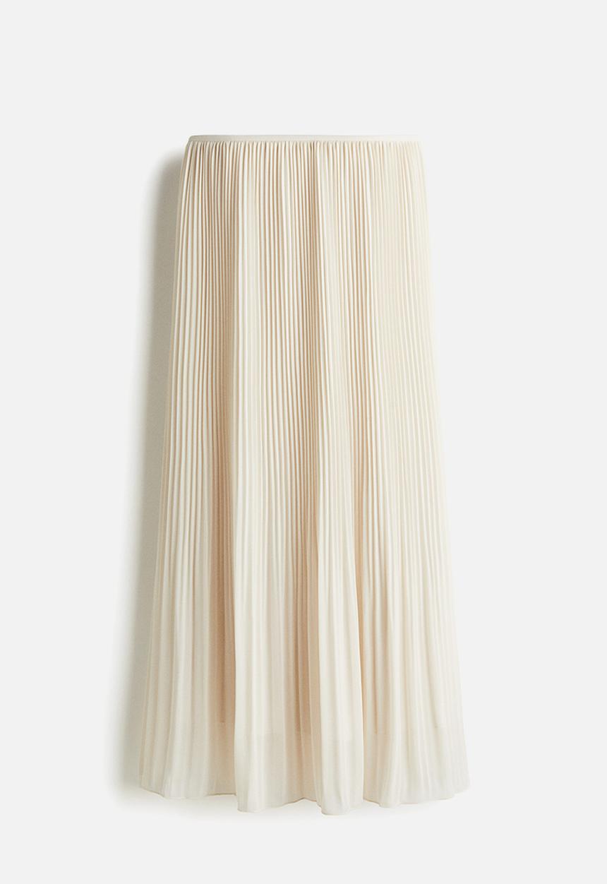 H&M - Pleated chiffon skirt - cream 