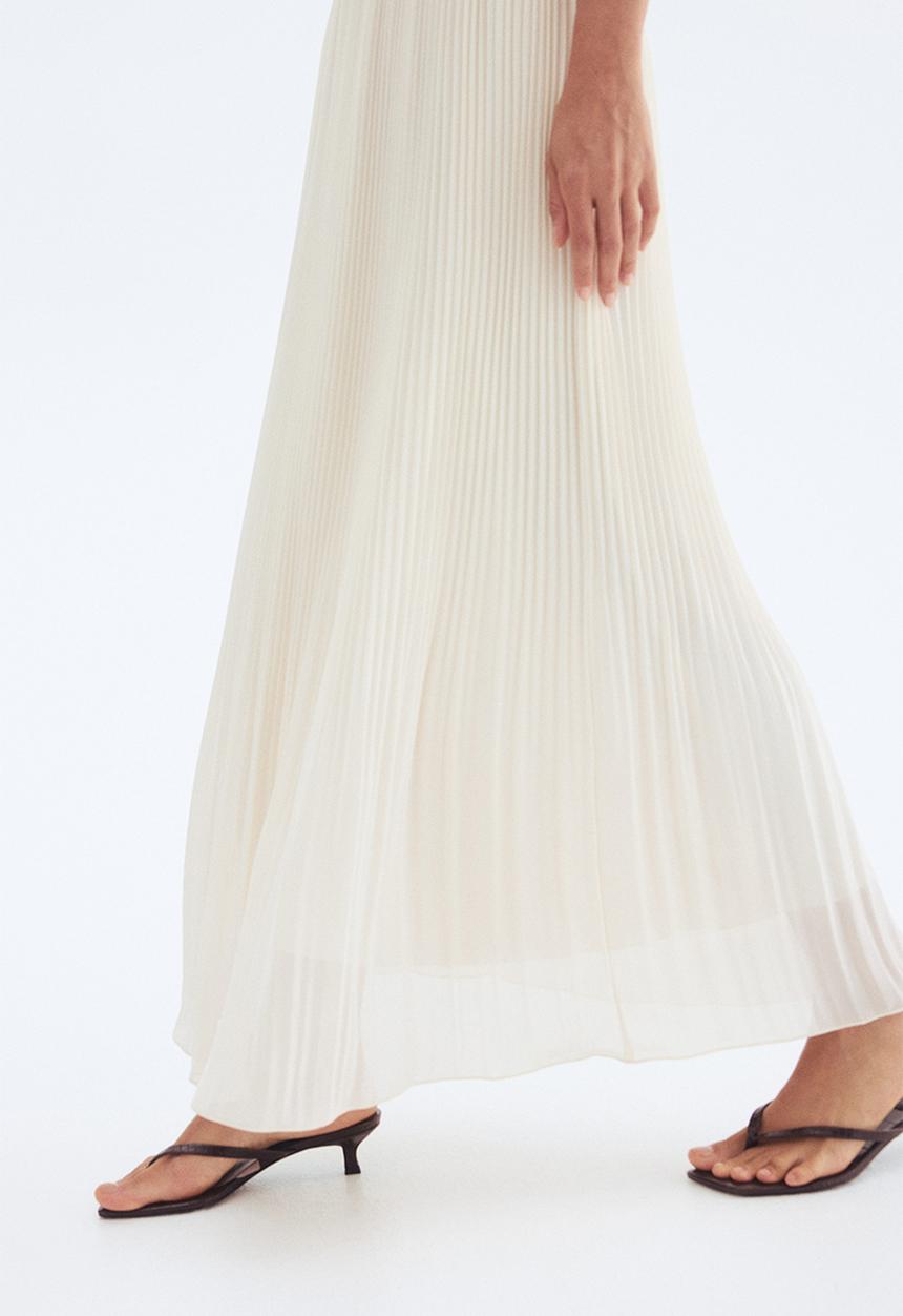 H&M - Pleated chiffon skirt - cream 