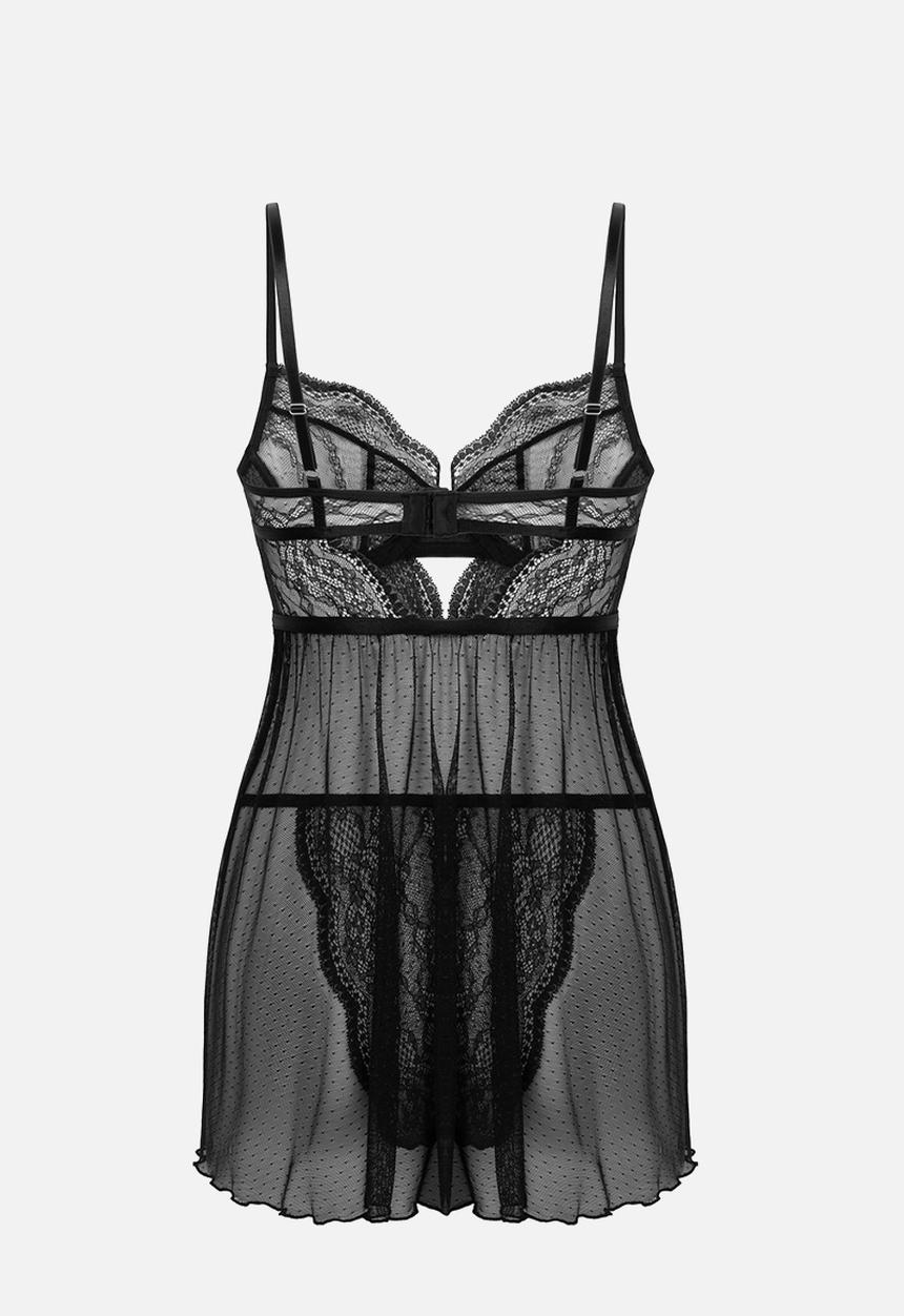 Hunkemoller - Bd wired lace isabelle dot mes - black