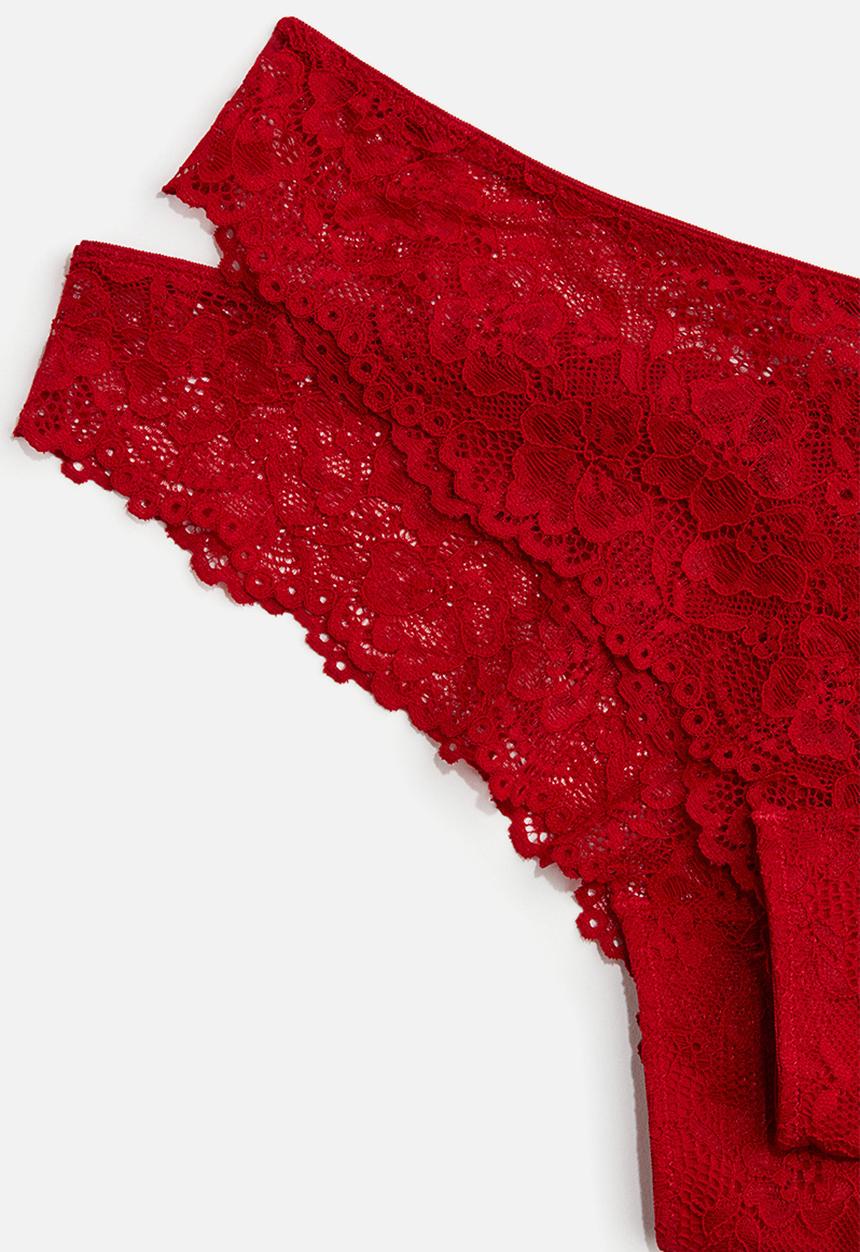 H&M - 2-Pack lace brazilian briefs - red