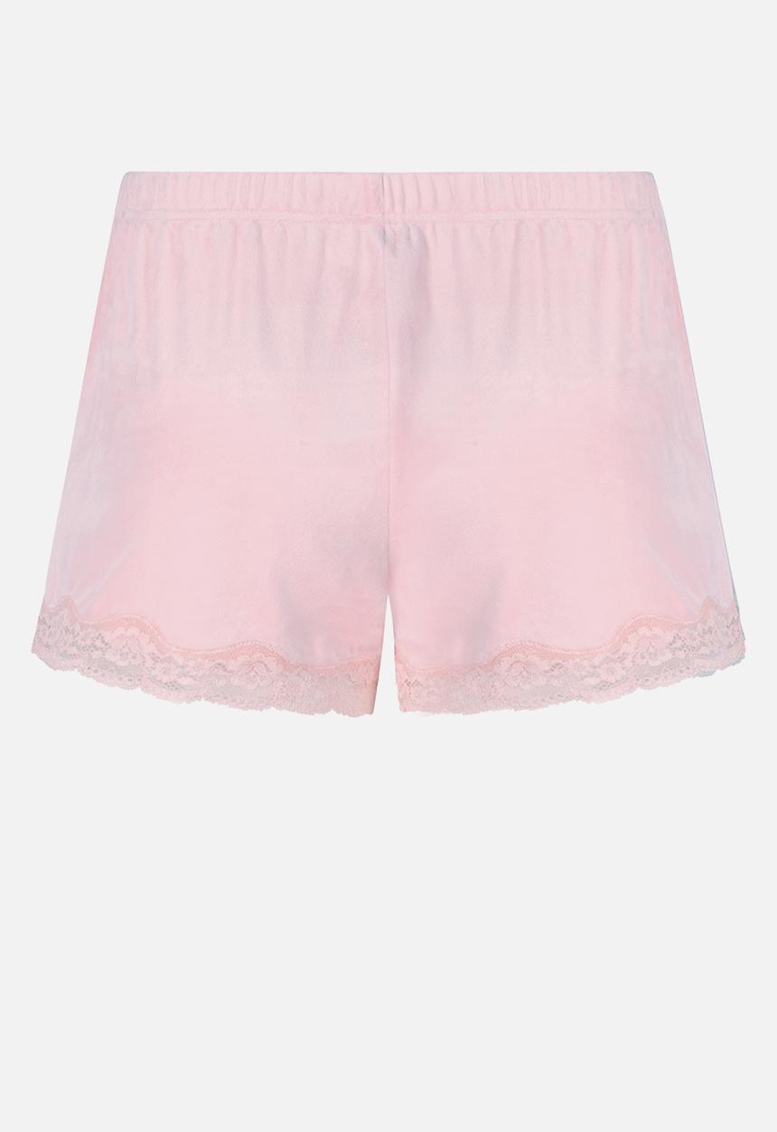 Hunkemoller - Short velours scallop lace - pink
