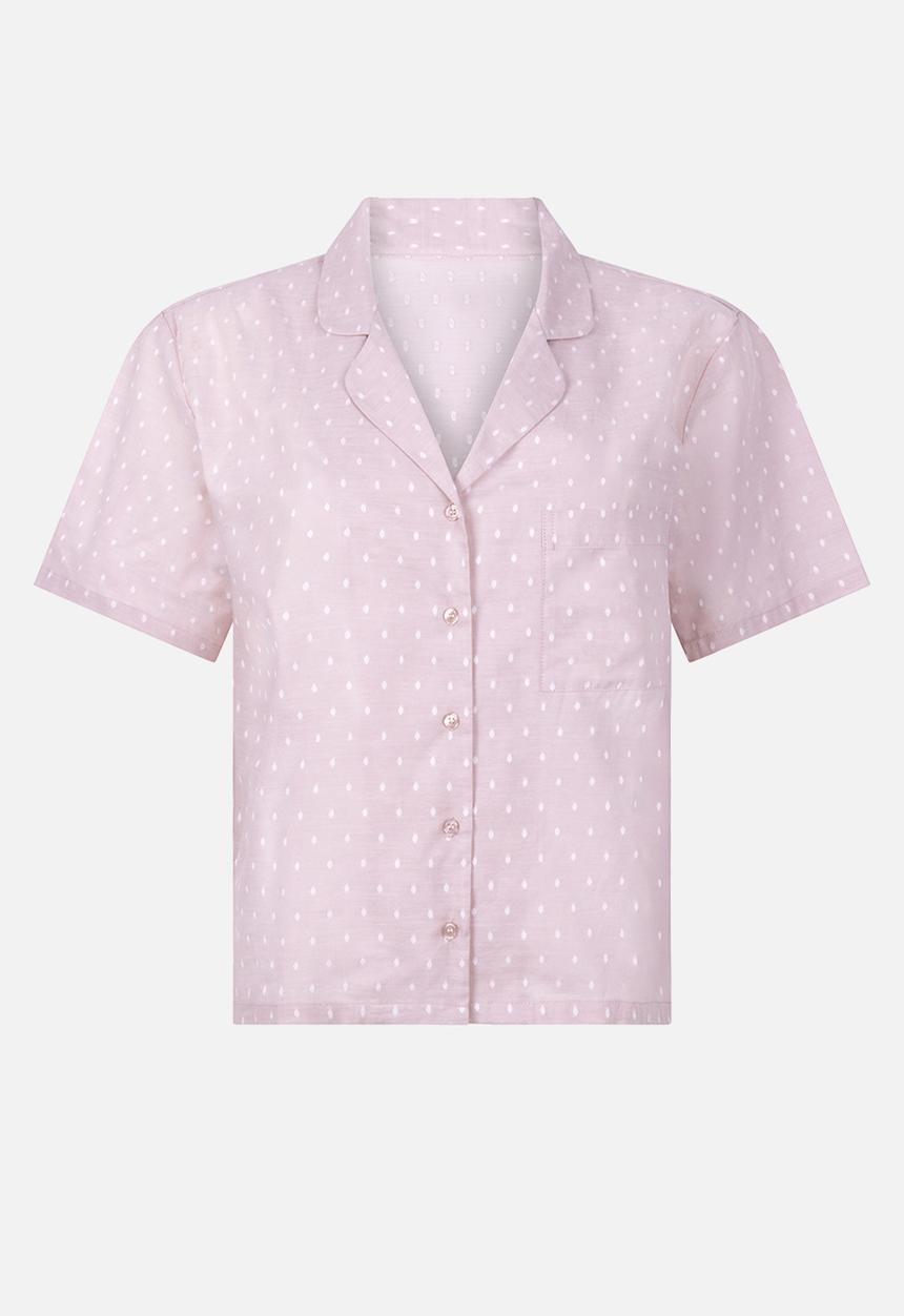 Hunkemoller - Jacket short sleeve cotton dobby - pink