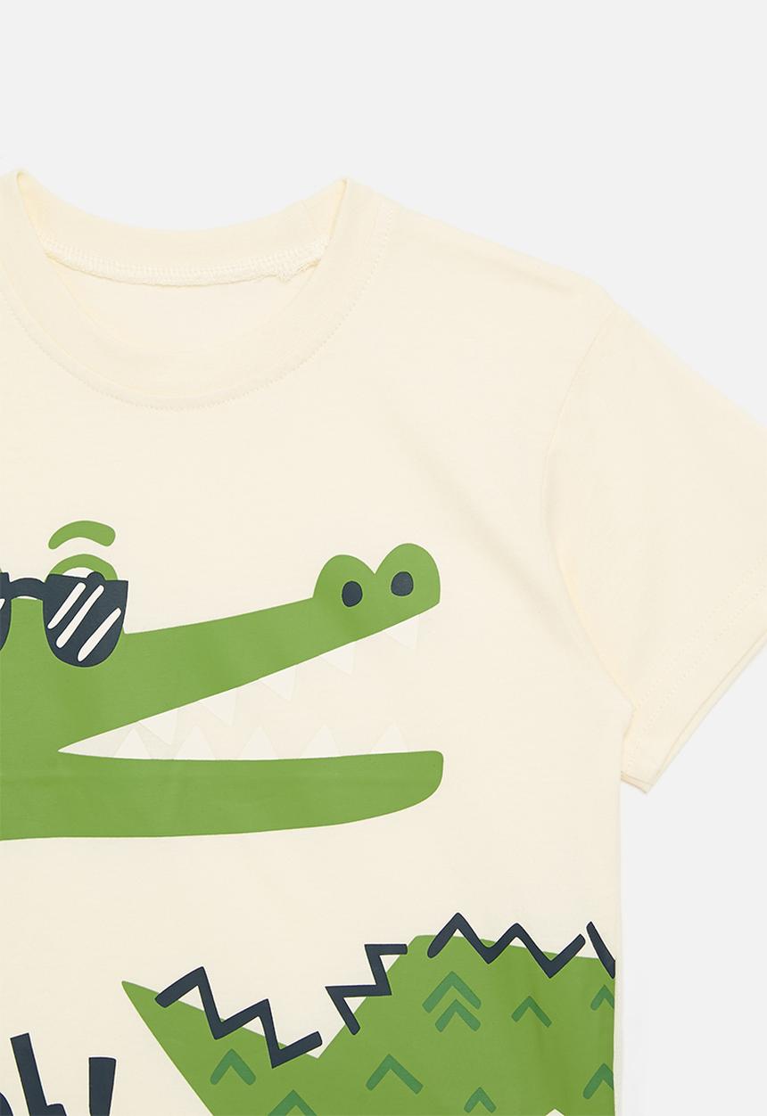 Pop Candy - Croc print tee - ecru