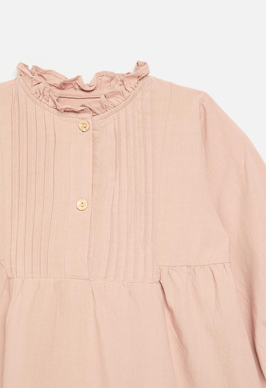 Pop Candy - Pin tucked bib dress with ruffle collar - pink