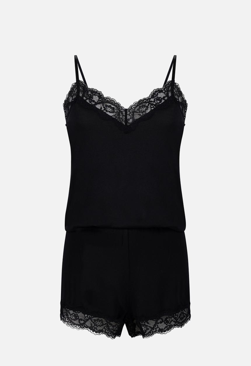 Hunkemoller - Pj cami jersey lace nana - black