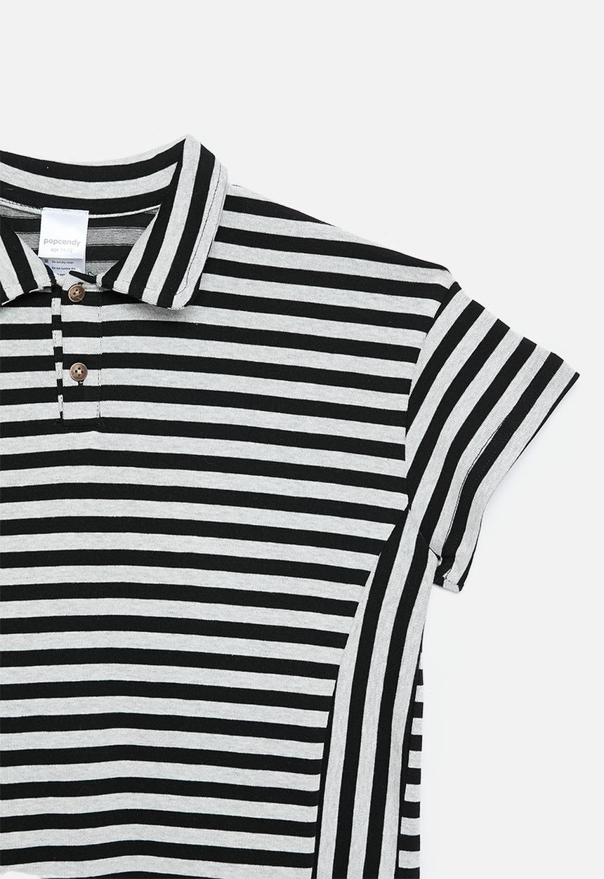 Pop Candy - Perpendicular striped polo shirt - black/white
