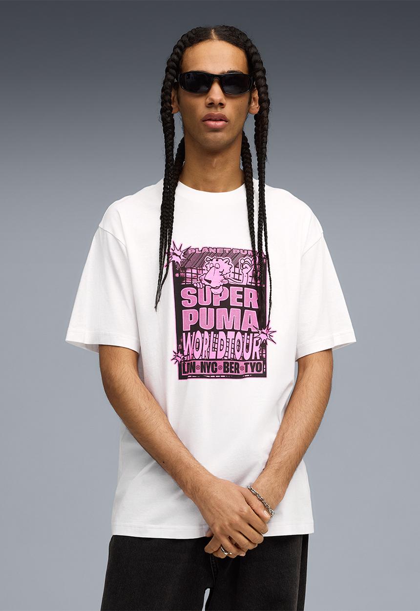 PUMA - Graphic Super Puma World Tour Relaxed Tee - Puma white