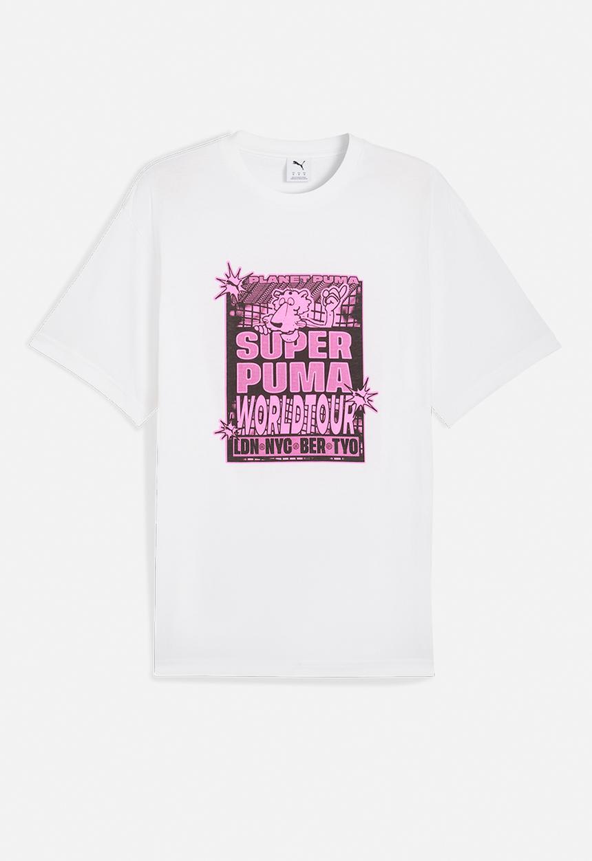 PUMA - Graphic Super Puma World Tour Relaxed Tee - Puma white