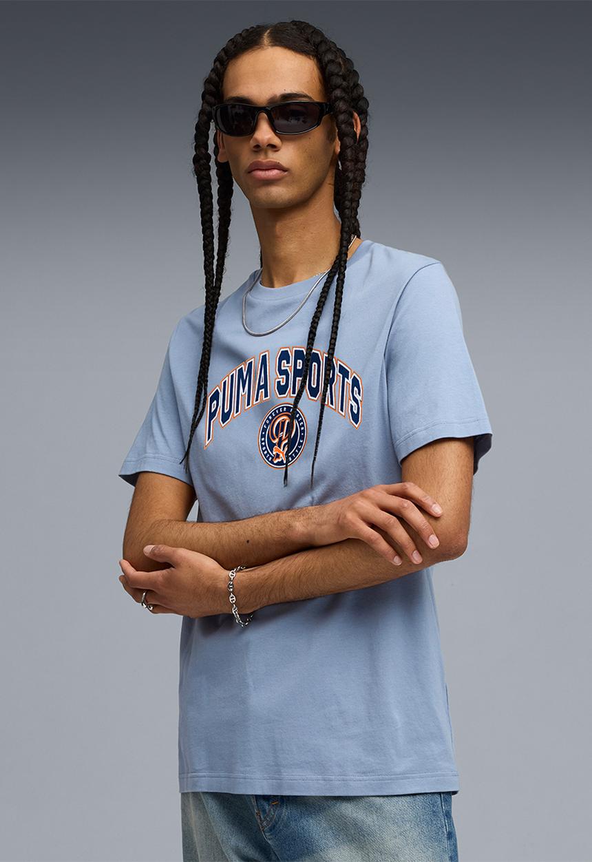 PUMA - Wardrobe ess sports legacy ii graphic tee - Cool Blue