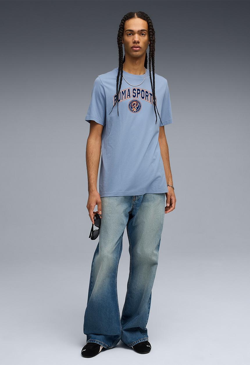 PUMA - Wardrobe ess sports legacy ii graphic tee - Cool Blue