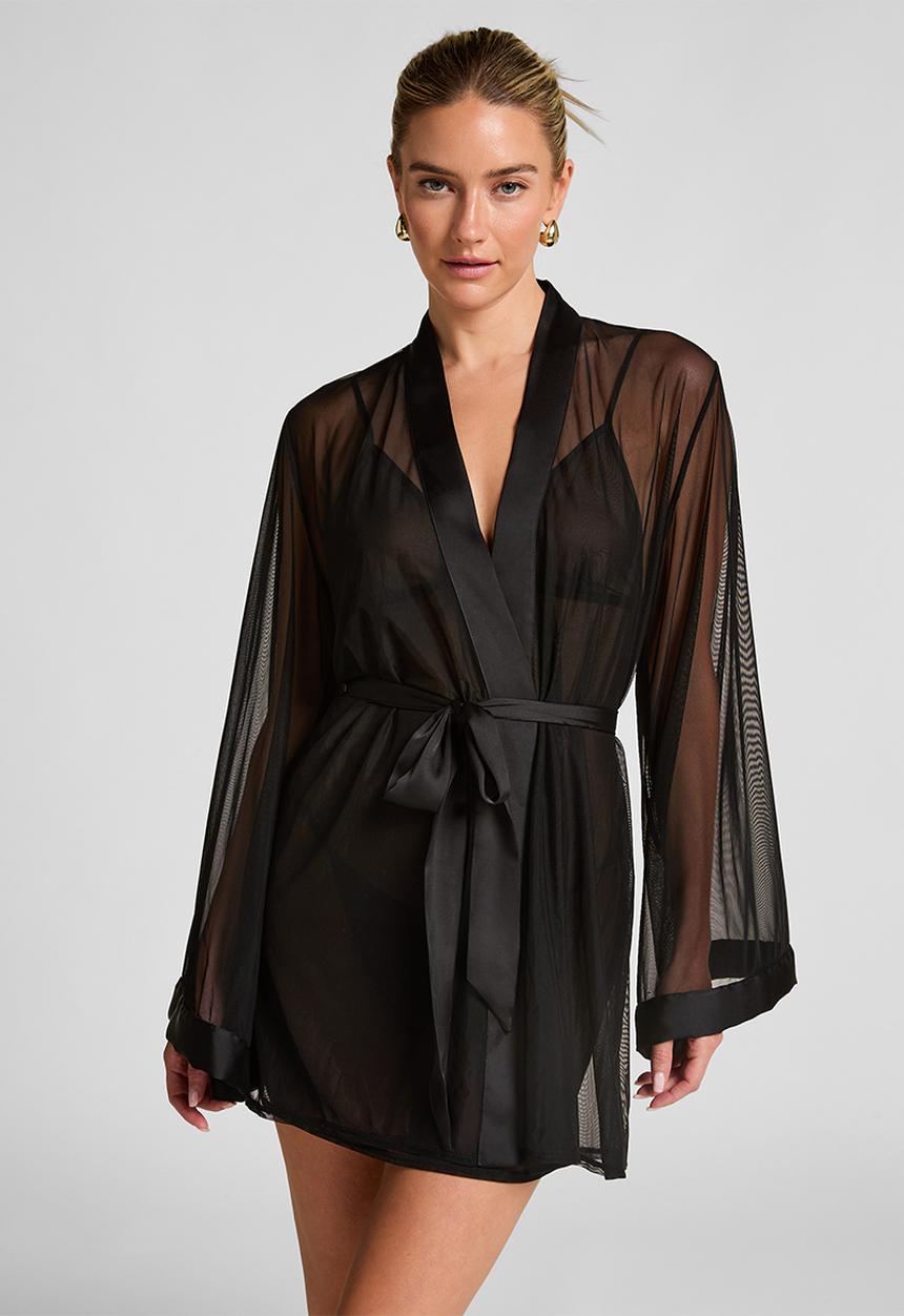Hunkemoller - Kimono mesh maxime - caviar