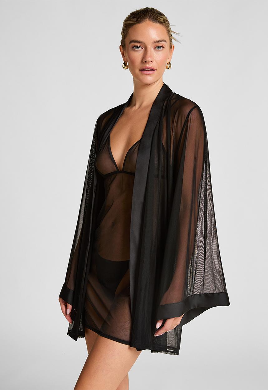 Hunkemoller - Kimono mesh maxime - caviar