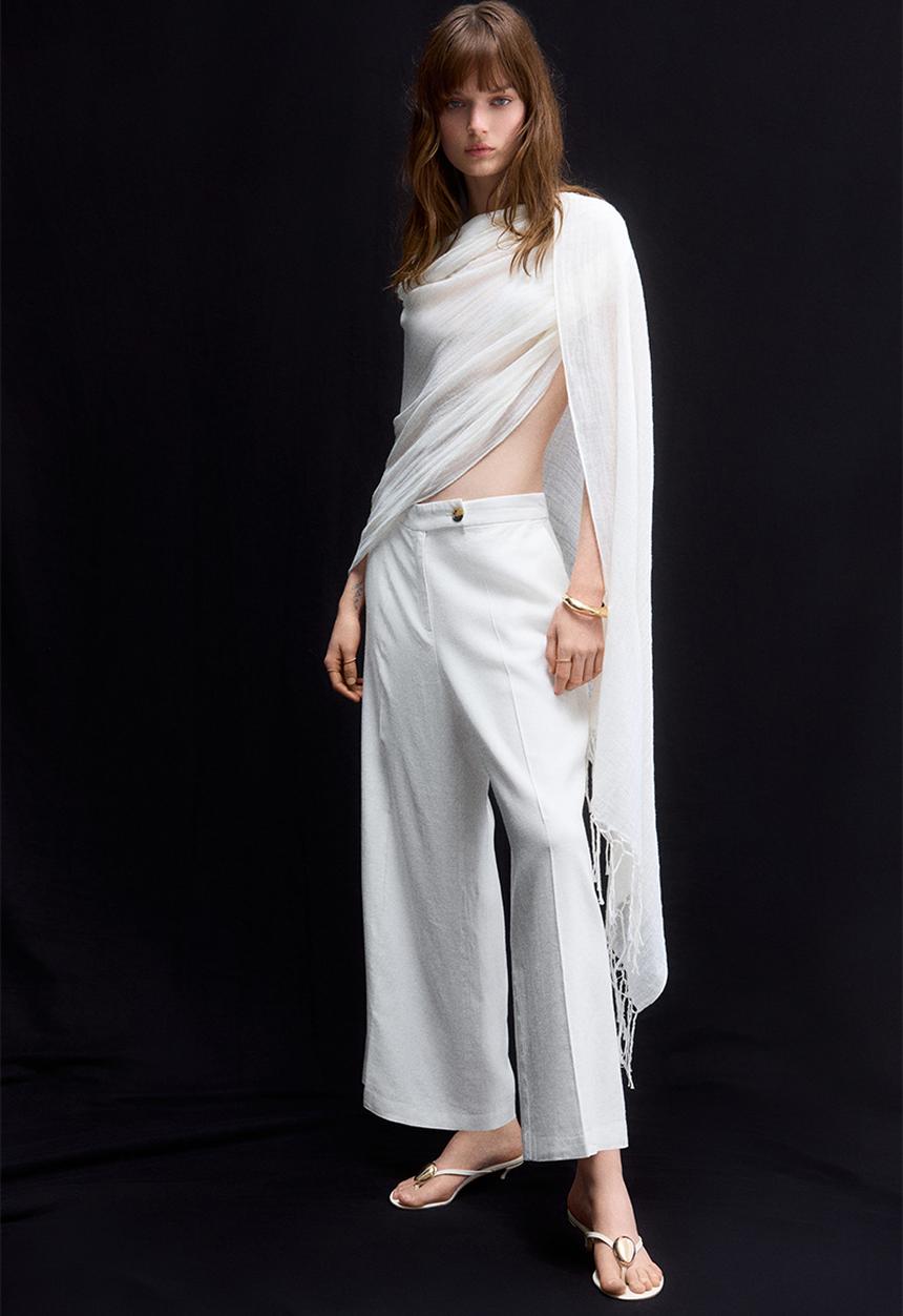 H&M - Tailored linen-blend trousers - white