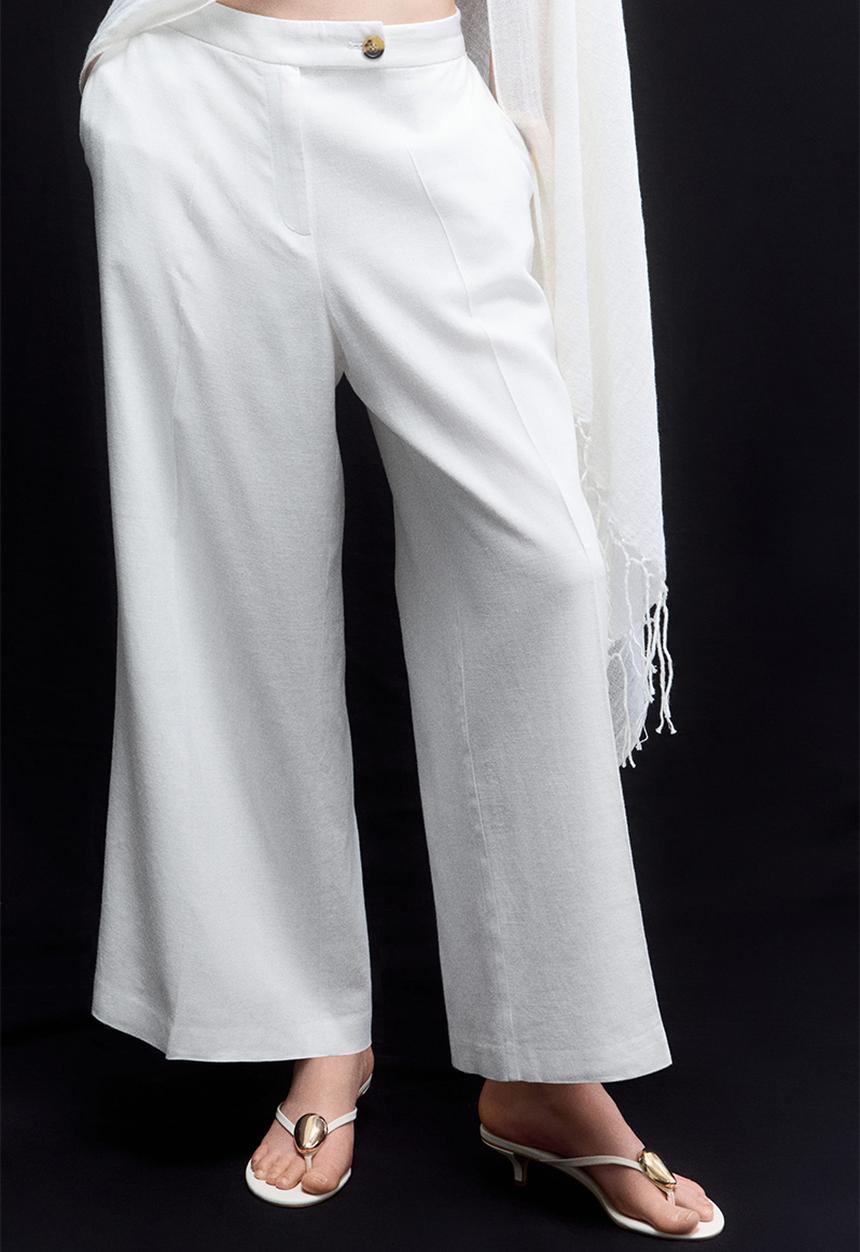 H&M - Tailored linen-blend trousers - white