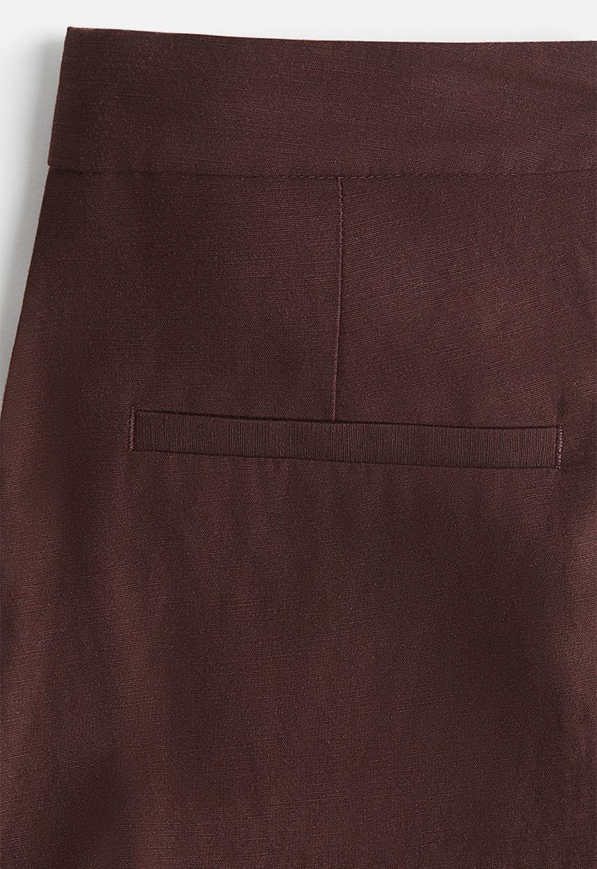 H&M - Tailored linen-blend trousers - dark brown