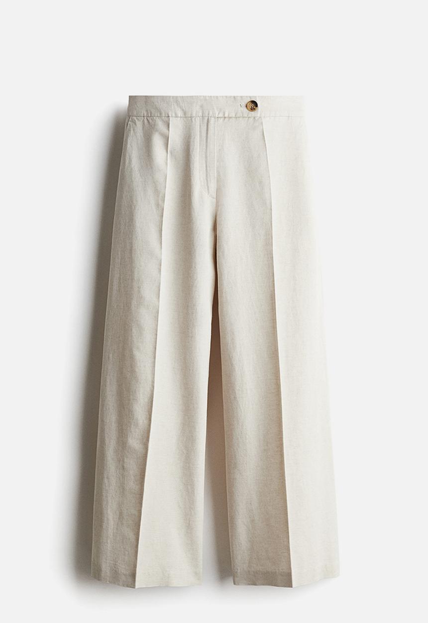 H&M - Tailored linen-blend trousers - light beige