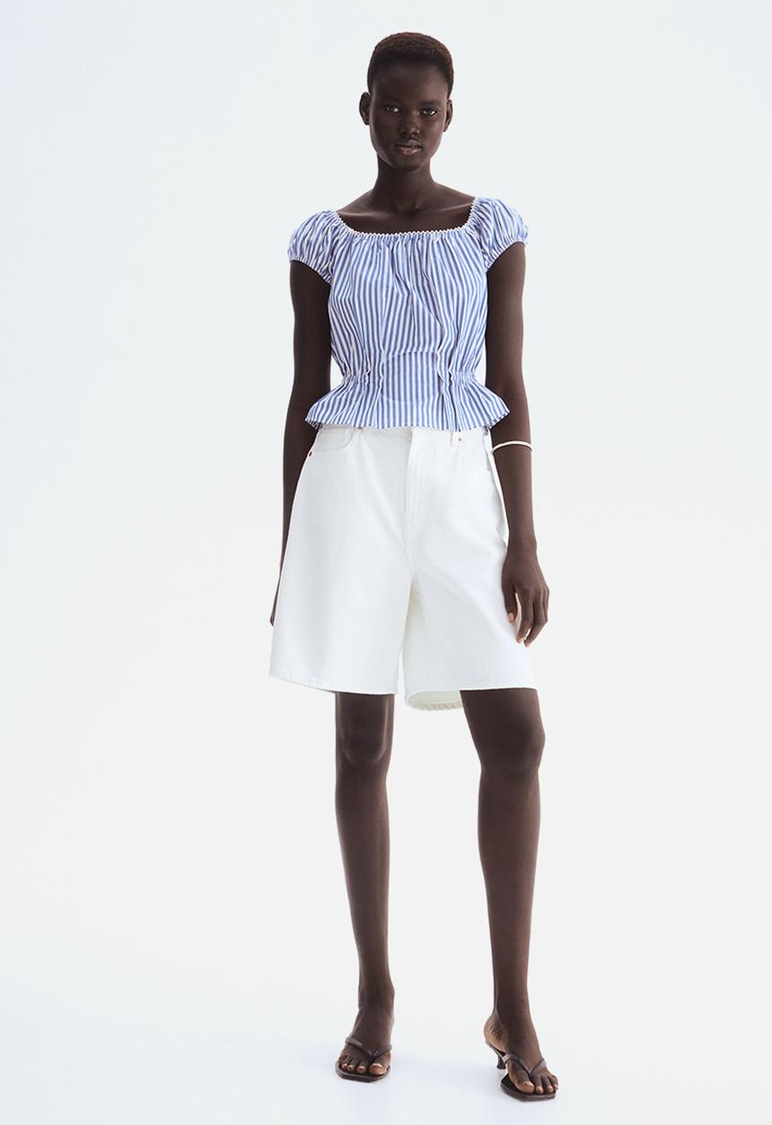 H&M - Short blouse - blue striped