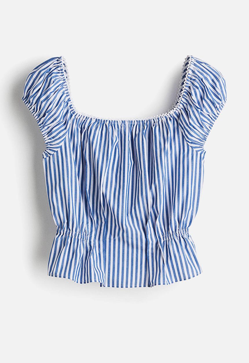 H&M - Short blouse - blue striped
