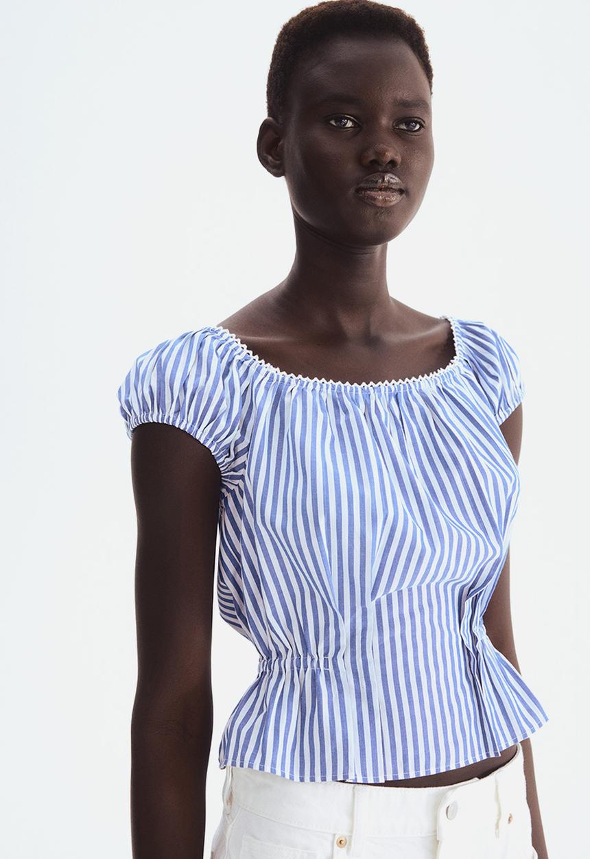 H&M - Short blouse - blue striped