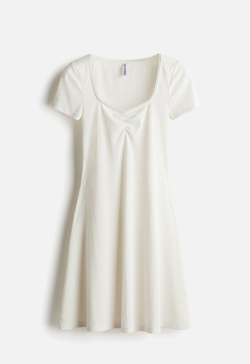 H&M - Pointelle-jersey dress - white