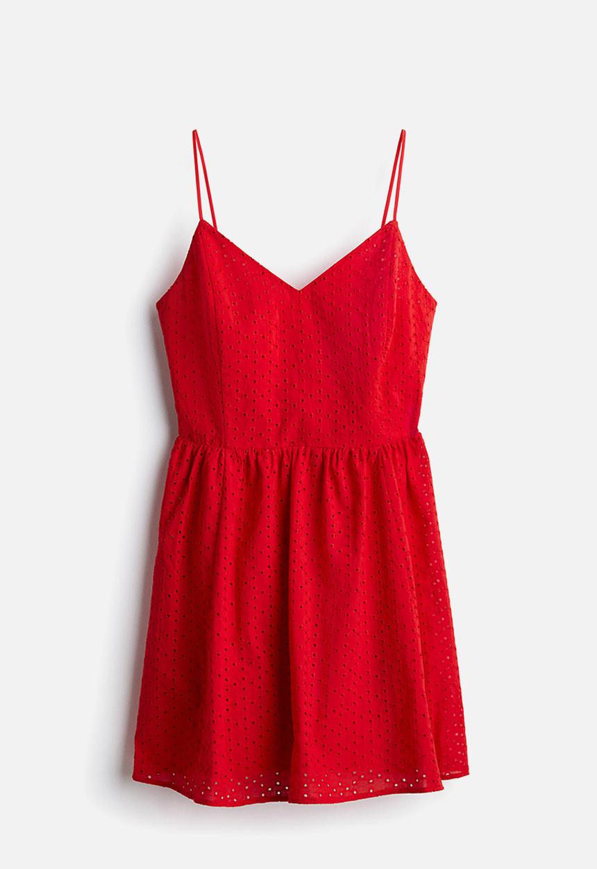 H&M - Broderie anglaise strappy dress - red