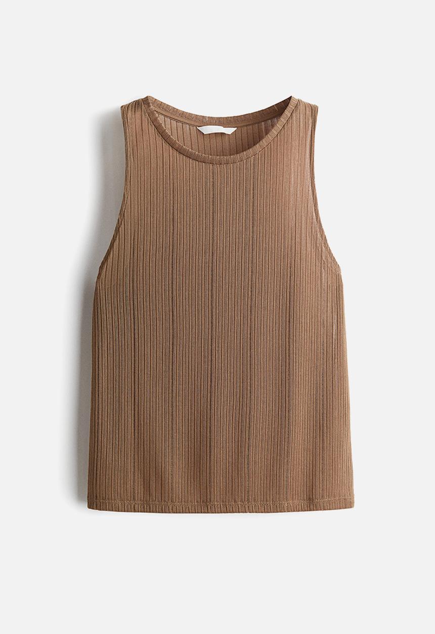 H&M - Rib-knit vest top - dark beige