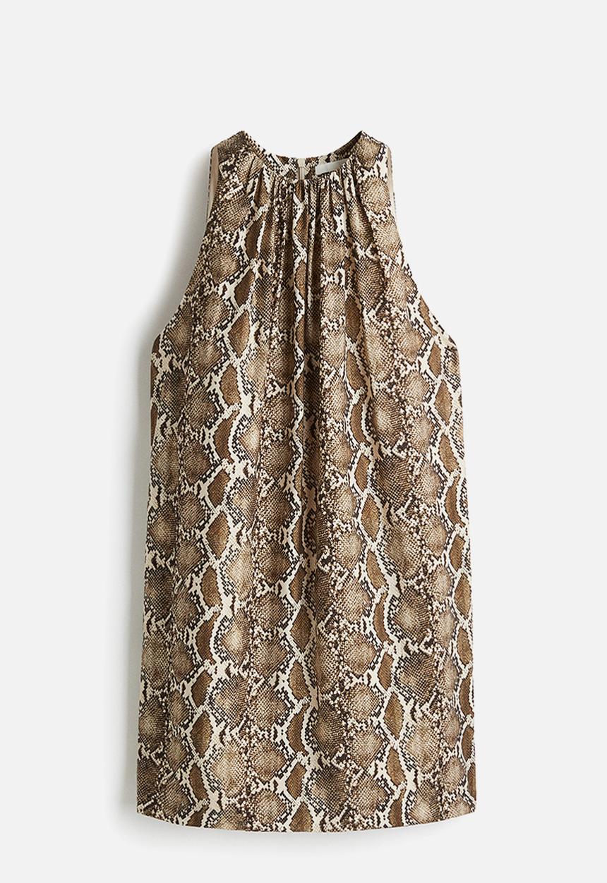H&M - Shift dress - beige/snakeskin pattern