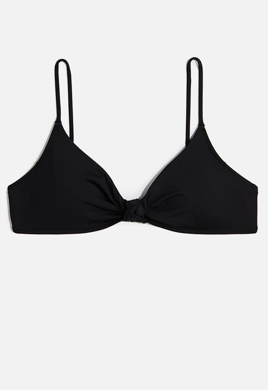 H&M - Knot-detail padded bikini top - black