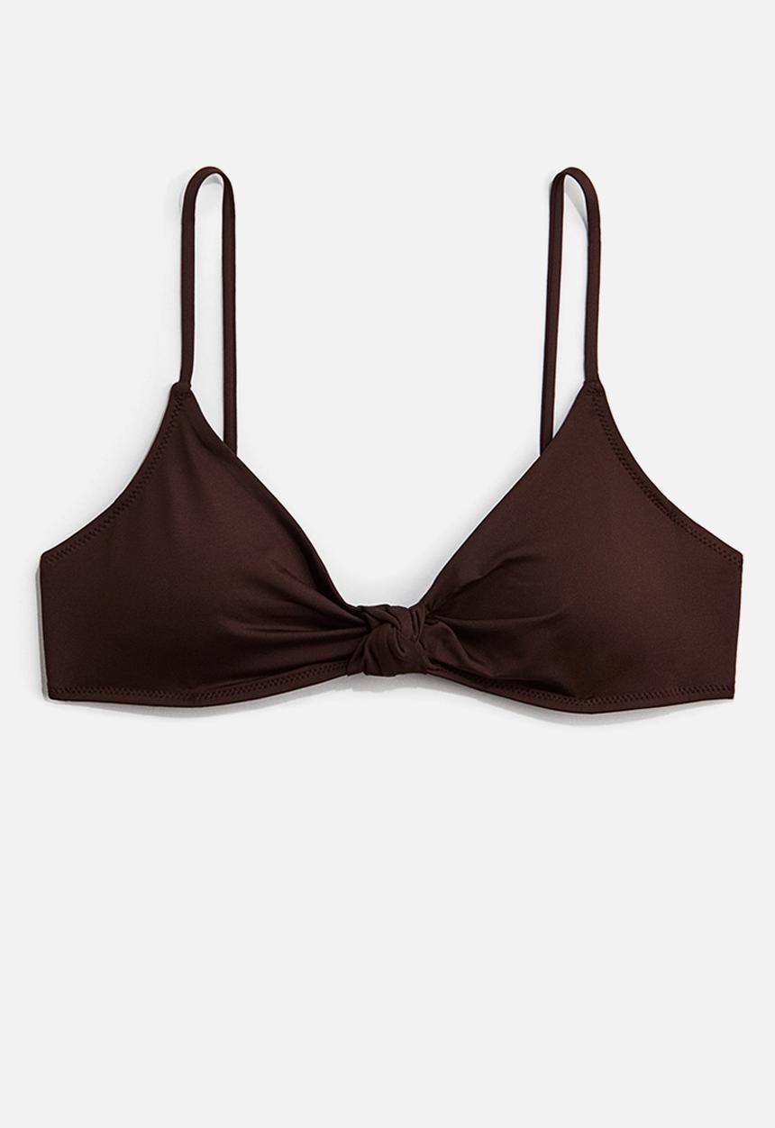 H&M - Knot-detail padded bikini top - dark brown