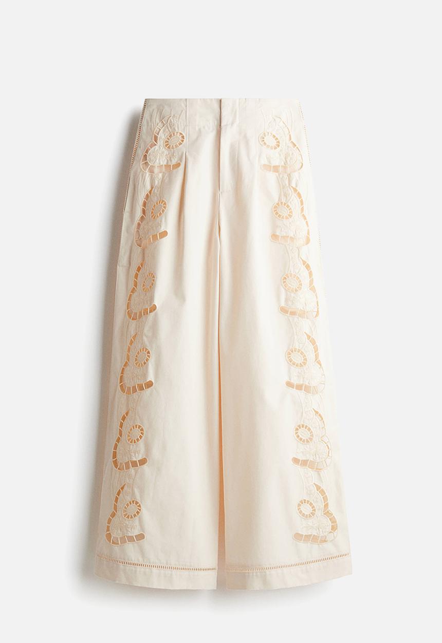 H&M - Broderie anglaise trousers - cream