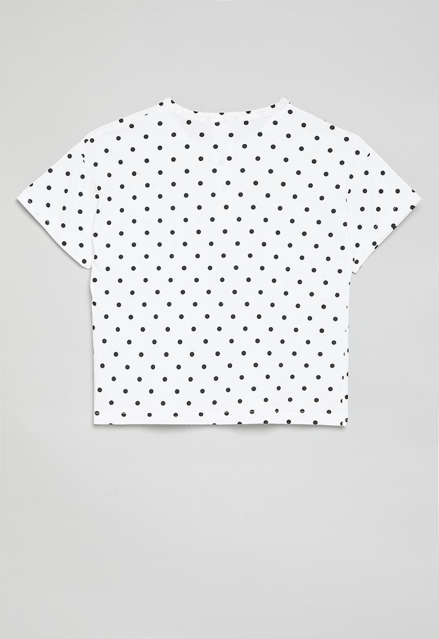 Pop Candy - Short sleeve henley tee - white/polka dots