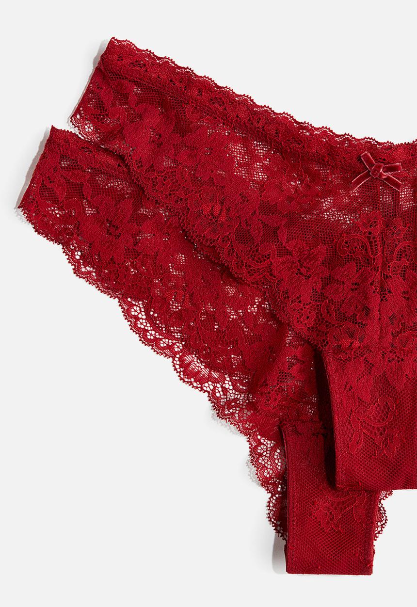 H&M - 2-pack lace brazilian briefs - red