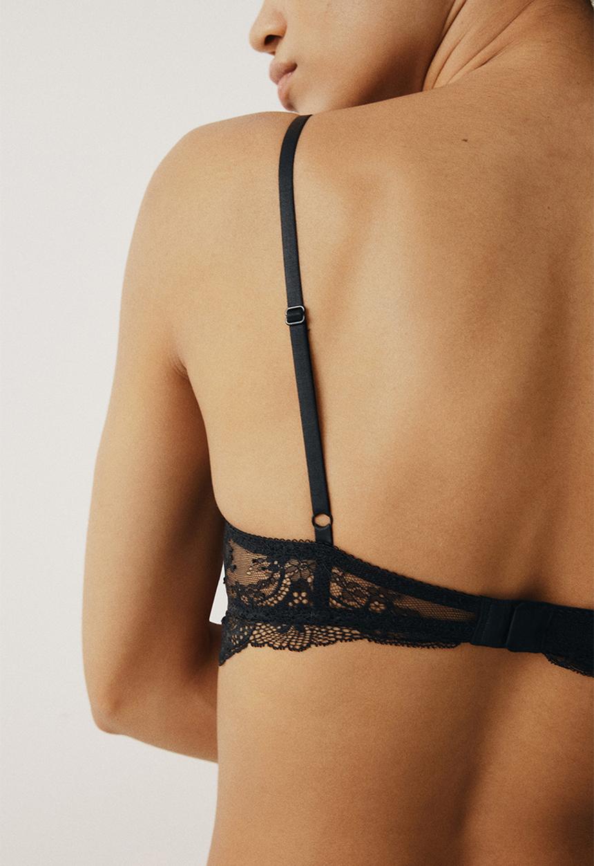 H&M - Lace balconette bra - black