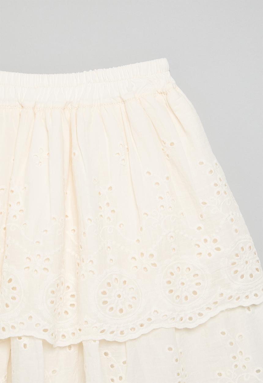 Pop Candy - Tiered anglaise boho skirt - off white