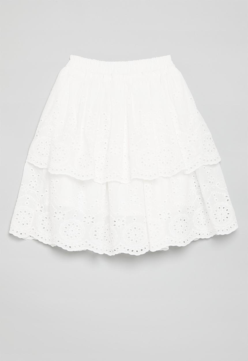 Pop Candy - Anglaise boho skirt - white
