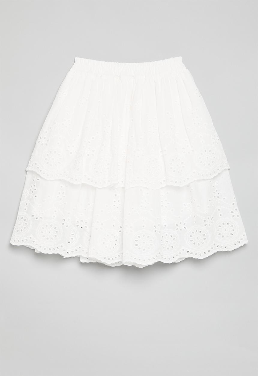 Pop Candy - Anglaise boho skirt - white