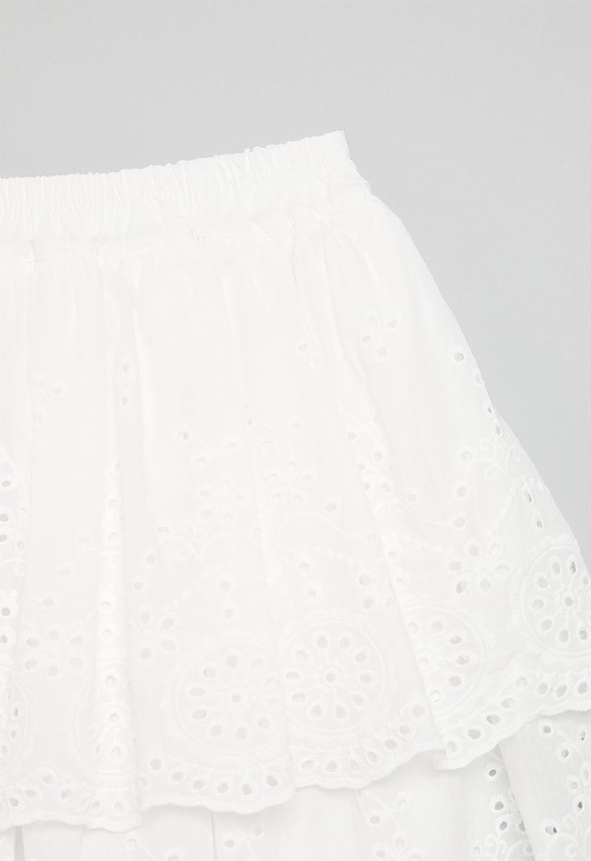 Pop Candy - Anglaise boho skirt - white