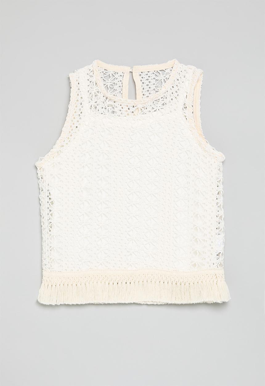 Pop Candy - Crochet vest with cami top - white/beige